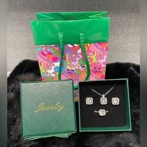 🌸New Women’s Jewelry Gift Set -Neclace, Earrings, Ring Size 7